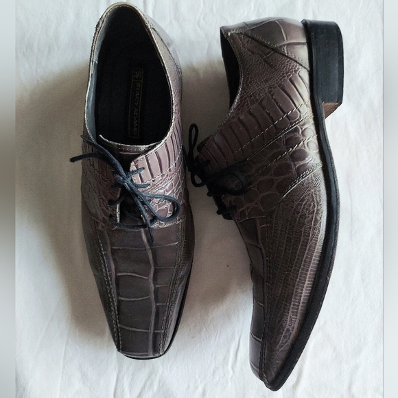 Men's croc embossed leather gray dress shoes by Stacy Adams - Picture 6 of 15